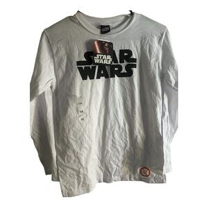 NWT Disney Star Wars Logo White Long Sleeve T-Shirt . Youth Size 14